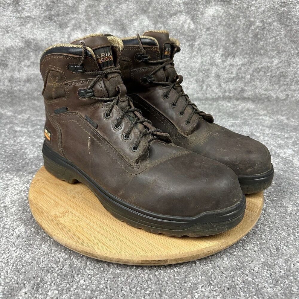 Ariat Turbo 6" Waterproof Carbon Toe Work Boots Mens 11.5D Brown Waterproof